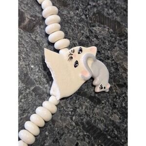 Vintage Ruby Z‎ Candace Loheed Cat Mouse Ceramic Necklace AS IS Repair Parts 90s